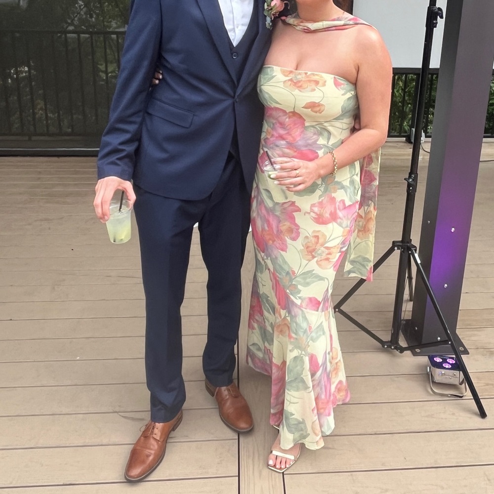 Peppermayo Strapless Floral Maxi Dress in Cream, Pink, Green - Picture 3 of 3